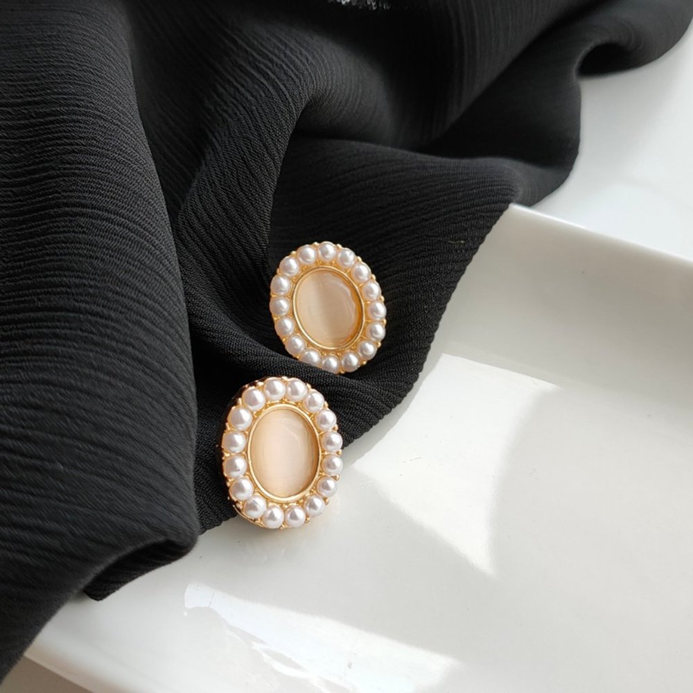 💙💕Last one Oval Lady Gem Stone Earrings Studs